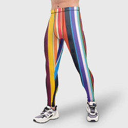 Тайтсы мужские Разноцветная полоска, цвет: 3D-принт — фото 2