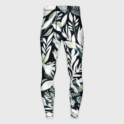 Тайтсы мужские Чёрно-белый стилизованный цветочный, цвет: 3D-принт