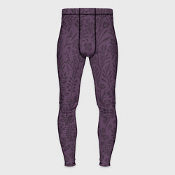 Тайтсы мужские Фиолетовый цветочный однотонный, цвет: 3D-принт