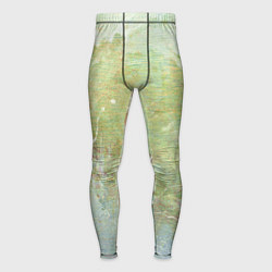 Мужские тайтсы Абстракция - white waves on green background