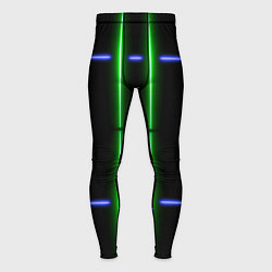 Тайтсы мужские Neon black light blue green line, цвет: 3D-принт
