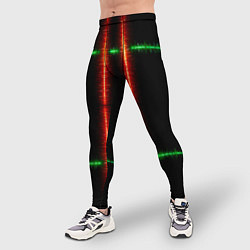 Тайтсы мужские Color black green red lines, цвет: 3D-принт — фото 2
