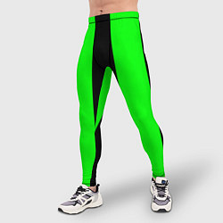 Тайтсы мужские Color green black line, цвет: 3D-принт — фото 2