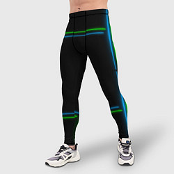 Тайтсы мужские Neon green light blue, цвет: 3D-принт — фото 2