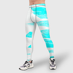 Тайтсы мужские Color white light blue stripe, цвет: 3D-принт — фото 2