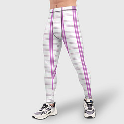 Тайтсы мужские Color white cage pink line, цвет: 3D-принт — фото 2