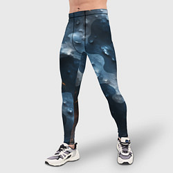 Тайтсы мужские Синий камуфляж с каплями, цвет: 3D-принт — фото 2