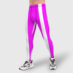Тайтсы мужские Color white pink stripes, цвет: 3D-принт — фото 2