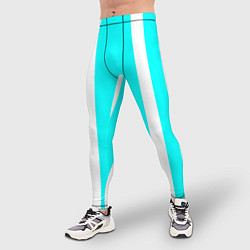 Тайтсы мужские Color blue white stripes, цвет: 3D-принт — фото 2