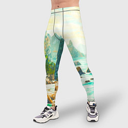 Тайтсы мужские Художественный пейзаж море скалы, цвет: 3D-принт — фото 2