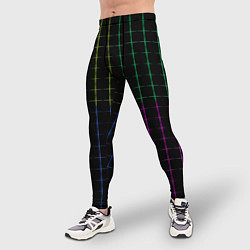 Тайтсы мужские Color black multicolored stripes, цвет: 3D-принт — фото 2