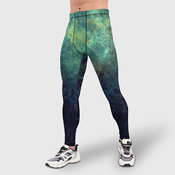 Тайтсы мужские Абстракция - dark purple splashes on emerald color, цвет: 3D-принт — фото 2