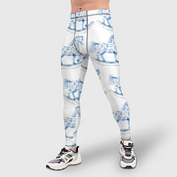 Тайтсы мужские Лошадка качалка гжель, цвет: 3D-принт — фото 2