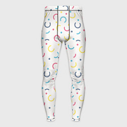 Тайтсы мужские Цветные точки и дуги на белом, цвет: 3D-принт