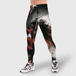 Тайтсы мужские Тёмные краски абстракция красно-чёрный, цвет: 3D-принт — фото 2