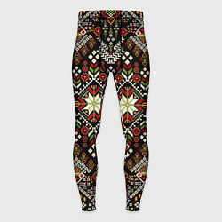 Тайтсы мужские Традиционные росписные орнаментные узоры в славянс, цвет: 3D-принт
