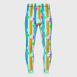 Тайтсы мужские Полосатый с сердечками ретро в горошек, цвет: 3D-принт