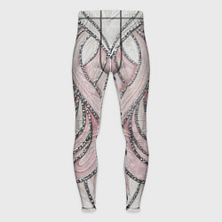 Мужские тайтсы Нежно розовый орнамент из перьев