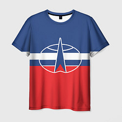 Футболка мужская Флаг космический войск РФ, цвет: 3D-принт
