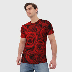 Футболка мужская Красные розы, цвет: 3D-принт — фото 2
