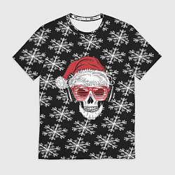 Футболка мужская Santa Skull хипстер, цвет: 3D-принт