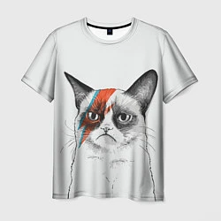 Футболка мужская David Bowie: Grumpy cat, цвет: 3D-принт