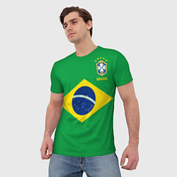 Футболка мужская Сборная Бразилии: зеленая, цвет: 3D-принт — фото 2