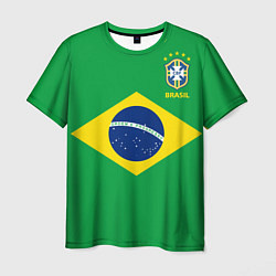 Футболка мужская Сборная Бразилии: зеленая цвета 3D-принт — фото 1