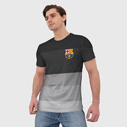 Футболка мужская ФК Барселона: Серый стиль, цвет: 3D-принт — фото 2