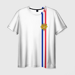 Футболка мужская Франция: лента с гербом цвета 3D-принт — фото 1