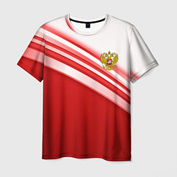 Футболка мужская Россия: красная волна, цвет: 3D-принт