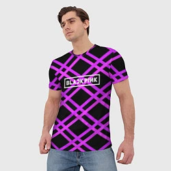 Футболка мужская Black Pink: Neon Lines, цвет: 3D-принт — фото 2