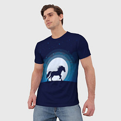 Футболка мужская Лошадь под луной, цвет: 3D-принт — фото 2