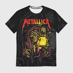 Футболка мужская Metallica скеленон со свечкой, цвет: 3D-принт