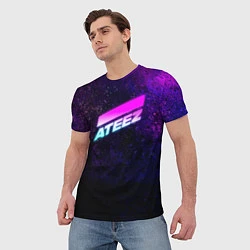 Футболка мужская ATEEZ neon, цвет: 3D-принт — фото 2