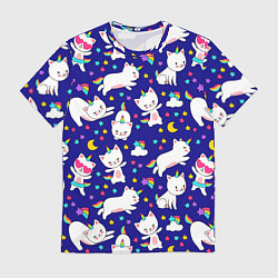 Футболка мужская Кот-Единорог, цвет: 3D-принт