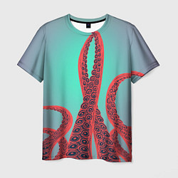Футболка мужская Красные щупальца осминога, цвет: 3D-принт