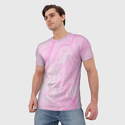 Футболка мужская Розовые разводы краска зефир, цвет: 3D-принт — фото 2