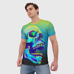 Футболка мужская Neon skull, цвет: 3D-принт — фото 2