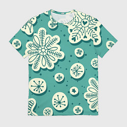 Футболка мужская Рисованные Снежинки, цвет: 3D-принт