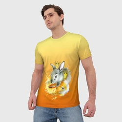Футболка мужская Акварельные кролики милота, цвет: 3D-принт — фото 2