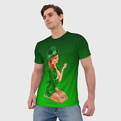 Футболка мужская Девушка лепрекон в зеленом, цвет: 3D-принт — фото 2