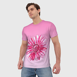 Футболка мужская Розовая ромашка, цвет: 3D-принт — фото 2