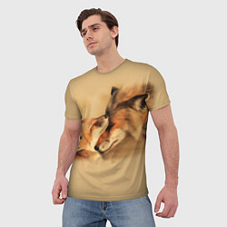 Футболка мужская Лисички, цвет: 3D-принт — фото 2