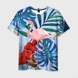 Футболка мужская Фламинго в папоротнике, цвет: 3D-принт
