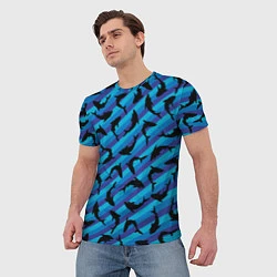 Футболка мужская Черные акулы паттерн, цвет: 3D-принт — фото 2
