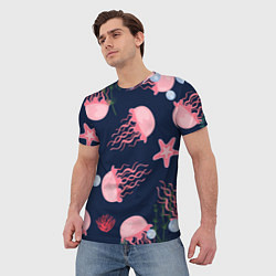Футболка мужская Розовые медузы, цвет: 3D-принт — фото 2