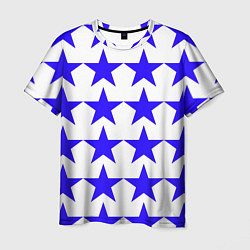 Футболка мужская Синие звёзды на белом фоне, цвет: 3D-принт