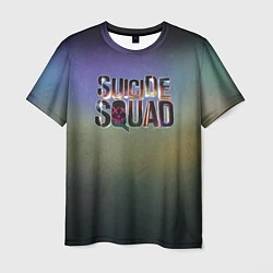 Футболка мужская SUICIDE SQUAD 2016 лого металл, цвет: 3D-принт