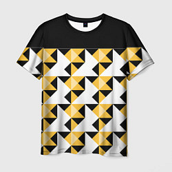 Футболка мужская Черно-желтый геометрический, цвет: 3D-принт